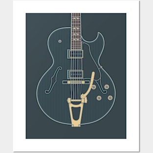 Dark Rock Hollow Body Guitar Posters and Art